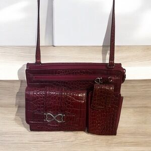 Brighton everything bag vintage red croc-like crossbody bag